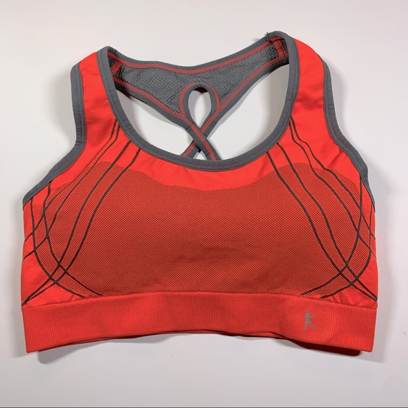 Danskin Now Large orange & grey high impact sports bra with keyhole back - Picture 2 of 11